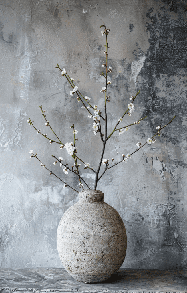 Steinvase, Kirschblüte, Zweig, stone vase, cherry blossom twig